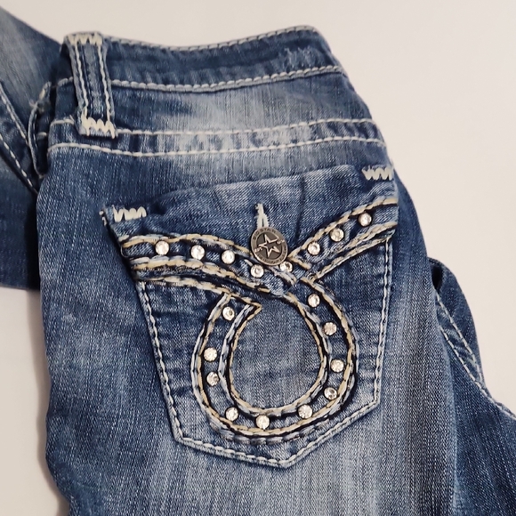 Big Star Women's Blue Boot Cut Jeans with Embellished Pockets - Picture 6 of 8